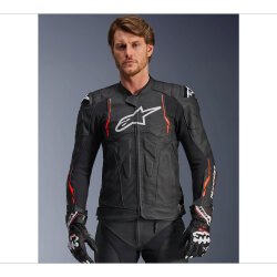 Alpinestars Dusk Airflow Korumalı Deri Motosiklet Montu Siyah / Kırmızı - 3