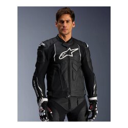Alpinestars Dusk Korumalı Deri Motosiklet Montu Siyah / Beyaz - 3