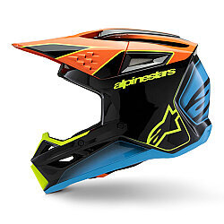 Alpinestars SM3 Fray Off-Road Motosiklet Kaskı Siyah / Mavi / Oranj - 3