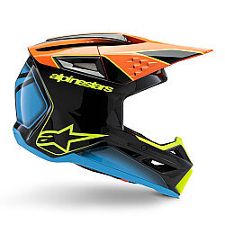 Alpinestars SM3 Fray Off-Road Motosiklet Kaskı Siyah / Mavi / Oranj - 4