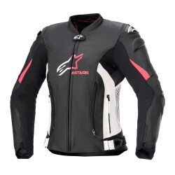 Alpinestars Stella GP Plus V4 Deri Korumalı Kadın Motosiklent Montu Siyah / Beyaz / Pembe 