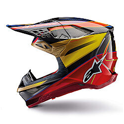 Alpinestars Supertech M10 Era Off-Road Kaskı Kırmızı / Altın - 4