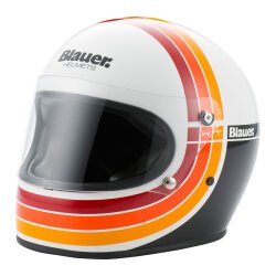 Blauer 80'S 06 Kapalı Retro Motosiklet Kaskı Beyaz / Siyah - 1