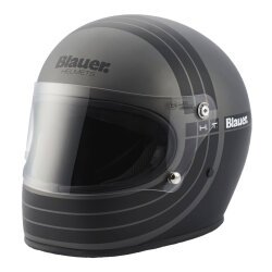 Blauer 80'S 06 Kapalı Retro Motosiklet Kaskı Titanyum / Mat Siyah - 1