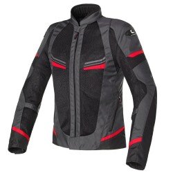 Clover Airjet-5 Korumalı Yazlık Kadın Motosiklet Montu Gri / Kırmızı - 1