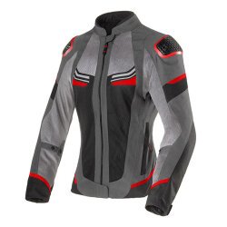 Clover Airjet-6 Korumalı Yazlık Kadın Motosiklet Montu Koyu GRİ / Siyah / Kırmızı - 1