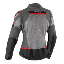 Clover Airjet-6 Korumalı Yazlık Kadın Motosiklet Montu Koyu GRİ / Siyah / Kırmızı - 2
