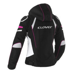 Clover Rainblade-3 WP Korumalı Kadın Motosiklet Montu Siyah / Beyaz / Fuşya - 2