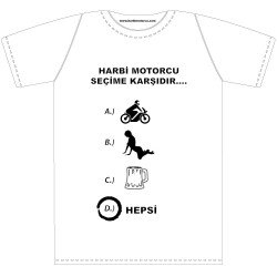 GARAJJ Harbi Motorcu Tişörtü Seçim Beyaz - Harbi Motorcu