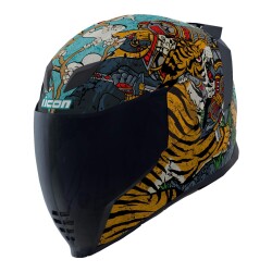 Icon Airflite Edo MIPS Kapalı Motosiklet Kaskı Siyah / Mavi / Gri / Turuncu - ICON