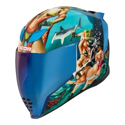 Icon Airflite Pleasure Dome 4 Kapalı Motosiklet Kaskı Mavi / Beyaz / Kırmızı - ICON