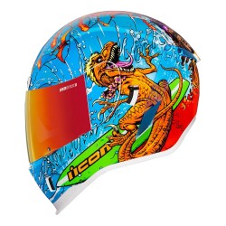 Icon Airform Dino Fury MIPS Kapalı Motosiklet Kaskı Mavi / Yeşil / Turuncu - ICON