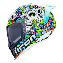 Icon Ultraflite Doodle 3 MIPS Kapalı Motosiklet Kaskı Beyaz / Mavi / Yeşil - ICON (1)