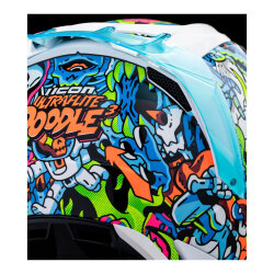 Icon Ultraflite Doodle 3 MIPS Kapalı Motosiklet Kaskı Beyaz / Mavi / Yeşil - 5