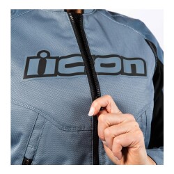 Icon Womens Overlord 3 Korumalı Kadın Motosiklet Montu Siyah / Mavi - 6