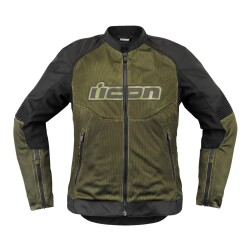 Icon Womens Overlord 3 Mesh Camo Korumalı Kadın Motosiklet Montu Siyah / Yeşil 