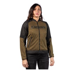 Icon Womens Overlord 3 Mesh Camo Korumalı Kadın Motosiklet Montu Siyah / Yeşil - 3