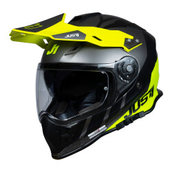 Just1 J34 Pro Outerspace Kapalı Motosiklet Kaskı Siyah / Antrasit / Sarı 
