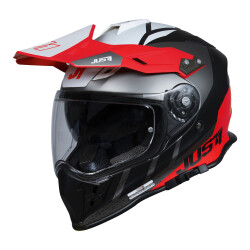 Just1 J34 Pro Outerspace Kapalı Motosiklet Kaskı Siyah / Kırmızı / Beyaz 
