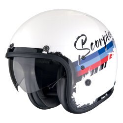 Scorpion Belfast Evo Adonis Açık Motosiklet Kaskı Beyaz / Kırmızı / Mavi 