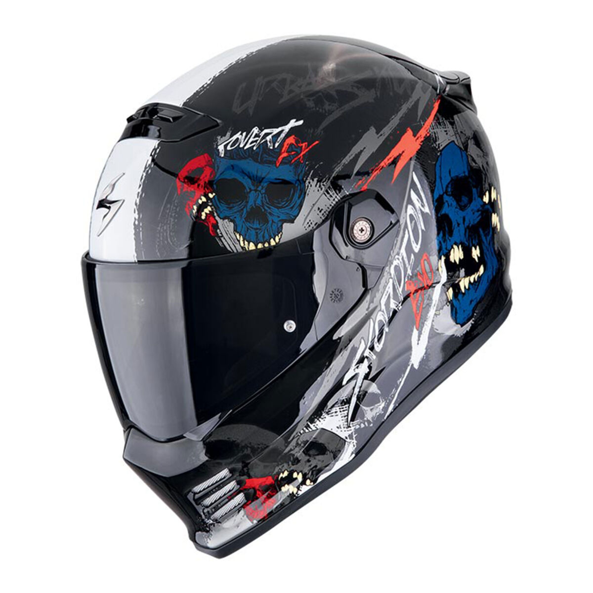 Scorpion Covert FX Skullz Kapalı Motosiklet Kaskı Siyah / Gri