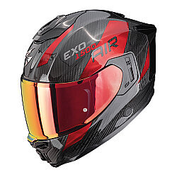 Scorpion EXO-1500 Carbon Air Platted Kapalı Motosiklet Kaskı Siyah / Kırmızı - Scorpion