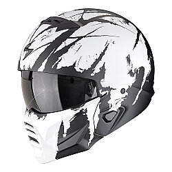 Scorpion EXO COMBAT 2 Maruder Modüler Motosiklet Kaskı Mat Siyah / Beyaz - Scorpion