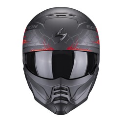 Scorpion EXO COMBAT 2 XENON Modüler Motosiklet Kaskı Mat Siyah / Kırmızı - Scorpion