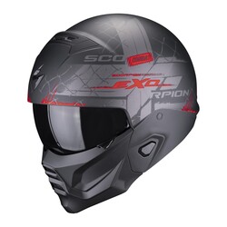 Scorpion EXO COMBAT 2 Xenon Modüler Motosiklet Kaskı Mat Siyah / Kırmızı - Scorpion