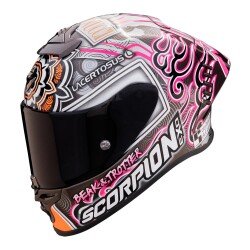 Scorpion EXO R1 Evo FIM Onaylı Racing Spor Motosiklet Kaskı Beyaz / Turuncu / Pembe 