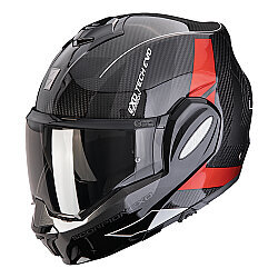 Scorpion Exo-Tech Evo Carbon CAD Çene Açılabilir Motosiklet Kaskı Siyah / Kırmızı - Scorpion
