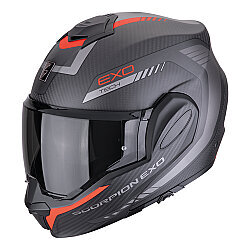 Scorpion Exo-Tech Evo Carbon Cosy Çene Açılabilir Motosiklet Kaskı Mat Siyah / Kırmızı - Scorpion