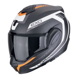 Scorpion Exo-Tech Evo Carbon Cosy Çene Açılabilir Motosiklet Kaskı Mat Siyah / Oranj 