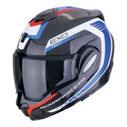 Scorpion Exo-Tech Evo Carbon Cosy Çene Açılabilir Motosiklet Kaskı Siyah / Mavi / Kırmızı 