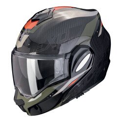 Scorpion Exo-Tech Evo Carbon Rover Çene Açılabilir Motosiklet Kaskı Siyah / Yeşil 
