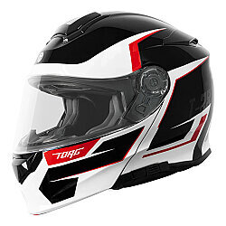 Torc T-28 Vertex Çene Açılır Motosiklet Kaskı Siyah / Beyaz / Kırmızı - Torc