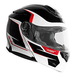 Torc T-28 Vertex Çene Açılır Motosiklet Kaskı Siyah / Beyaz / Kırmızı - Torc (1)